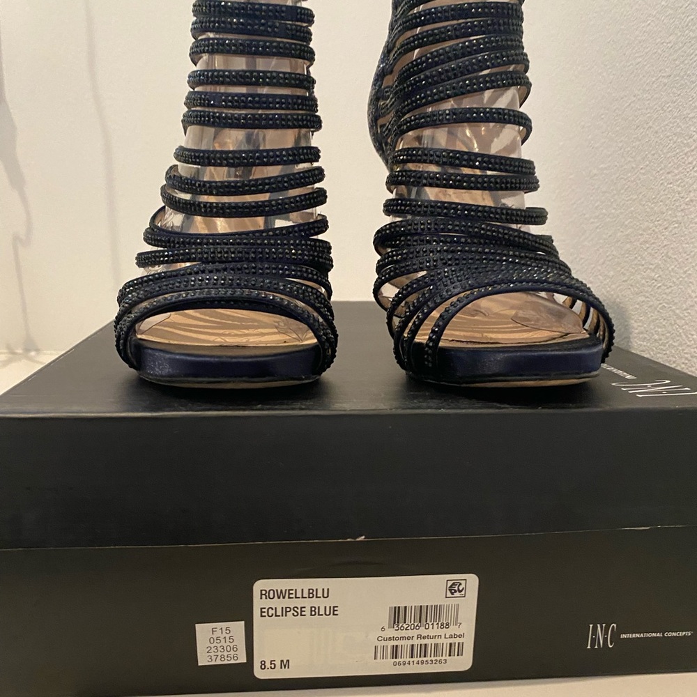 Inc. Eclipse Blue Glitter Stiletto  Strappy Sandal